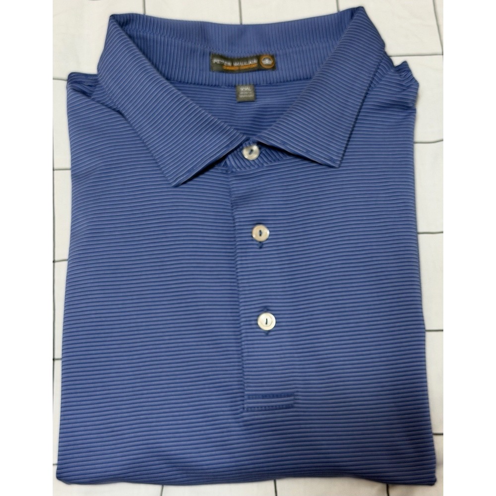 Peter Millar Summer Comfort Polo Shirt Men's XXL Striped Blue 2 Golf Performance